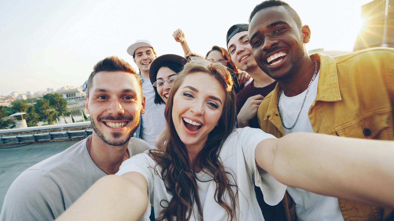 Friends taking a selfie outdoors